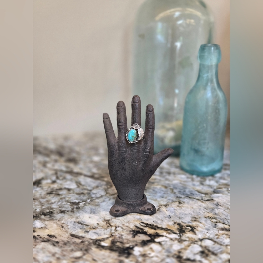 Turquoise and Sterling Silver Southwestern Ring - Picture 6 of 7